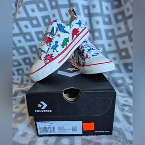 Converse Kids Dinosaur Print Sneakers - White and Red